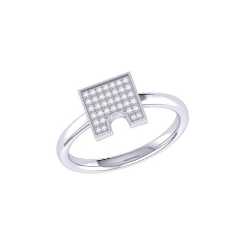 City Arches Square Sterling Silver Diamond Ring