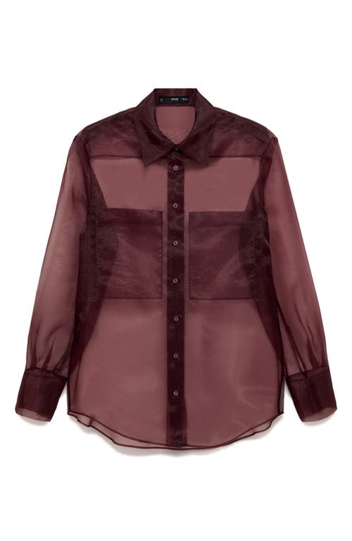 Mango Semi-transparent Blouse With Pockets Burgundy In Burgundy