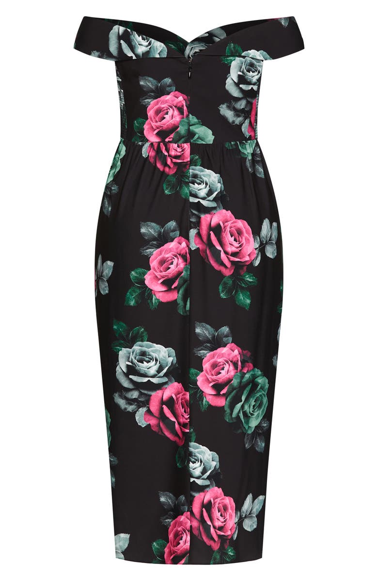 City Chic Clementine Off the Shoulder Tulip Hem Dress, Alternate, color, 