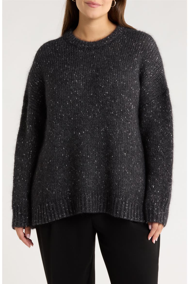 Metallic Crewneck Sweater, Main, color, GREY DK HTR METALLIC MARL