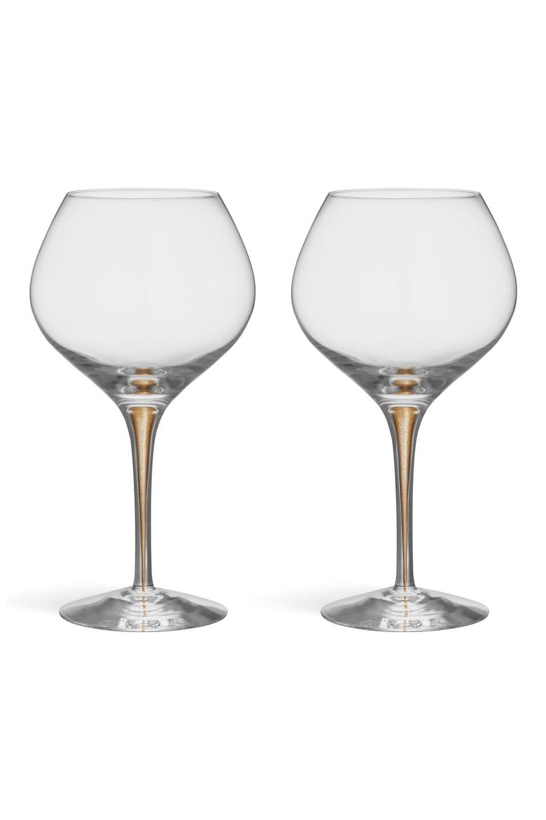 Intermezzo Gold Bouquet Set of 2 Wine Glasses, Main, color, GOLD