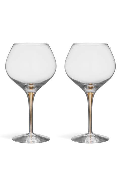 Intermezzo Gold Bouquet Set of 2 Wine Glasses