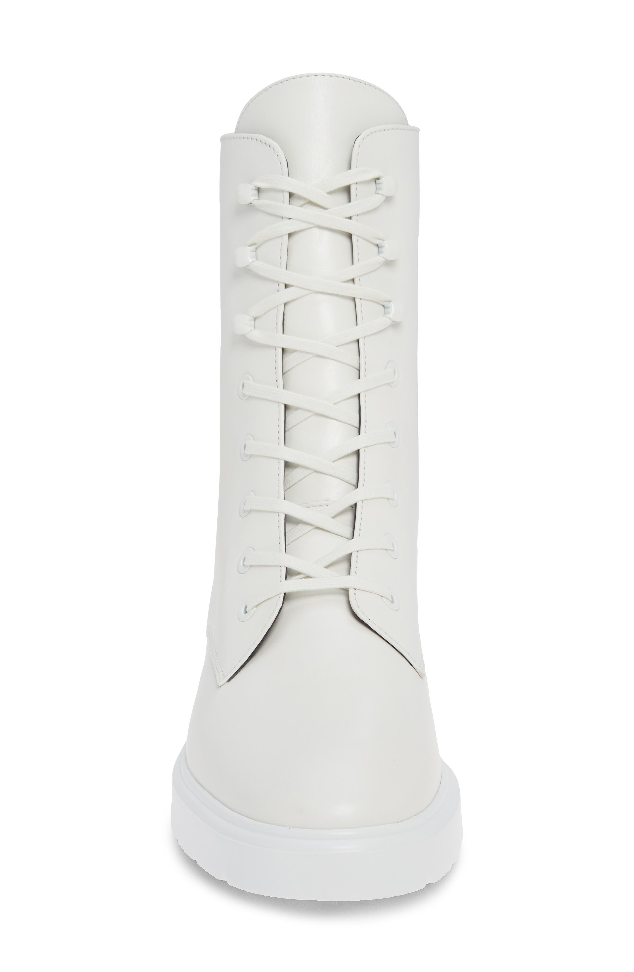 Stuart Weitzman McKenzee Combat Boot, Alternate, color, White Smooth Calf