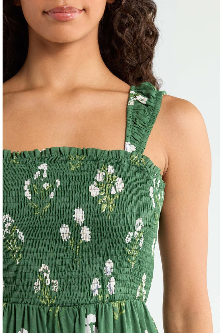 Kestrel Placed Floral Cotton Maxi Sundress, Alternate, color, CREAM-GREEN