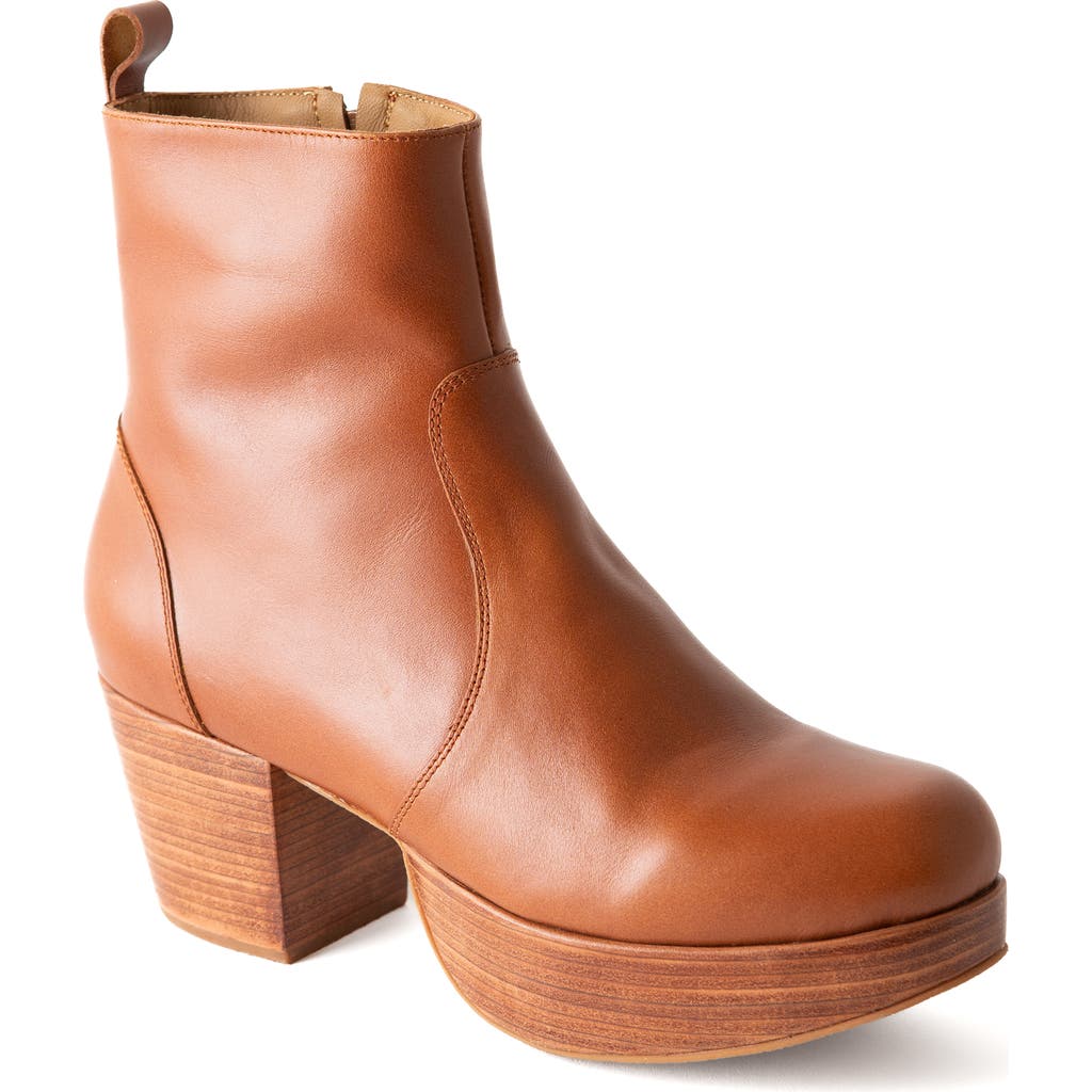 Fortress Charli Leather Platform Clog Boot In Whiskey
