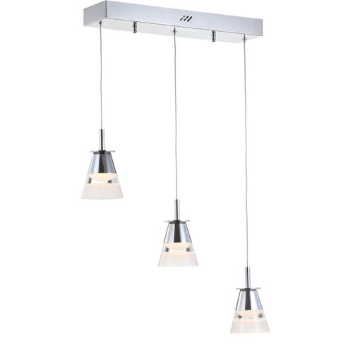 Jonathan Y Alain 3-light Adjustable Cascading Metal Integrated Linear Led Pendant In Silver