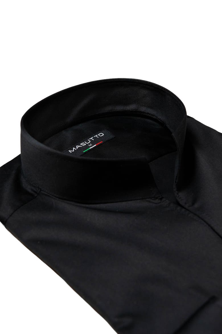 Tonali tulip stand up collar long sleeve shirt, Main, color, Black
