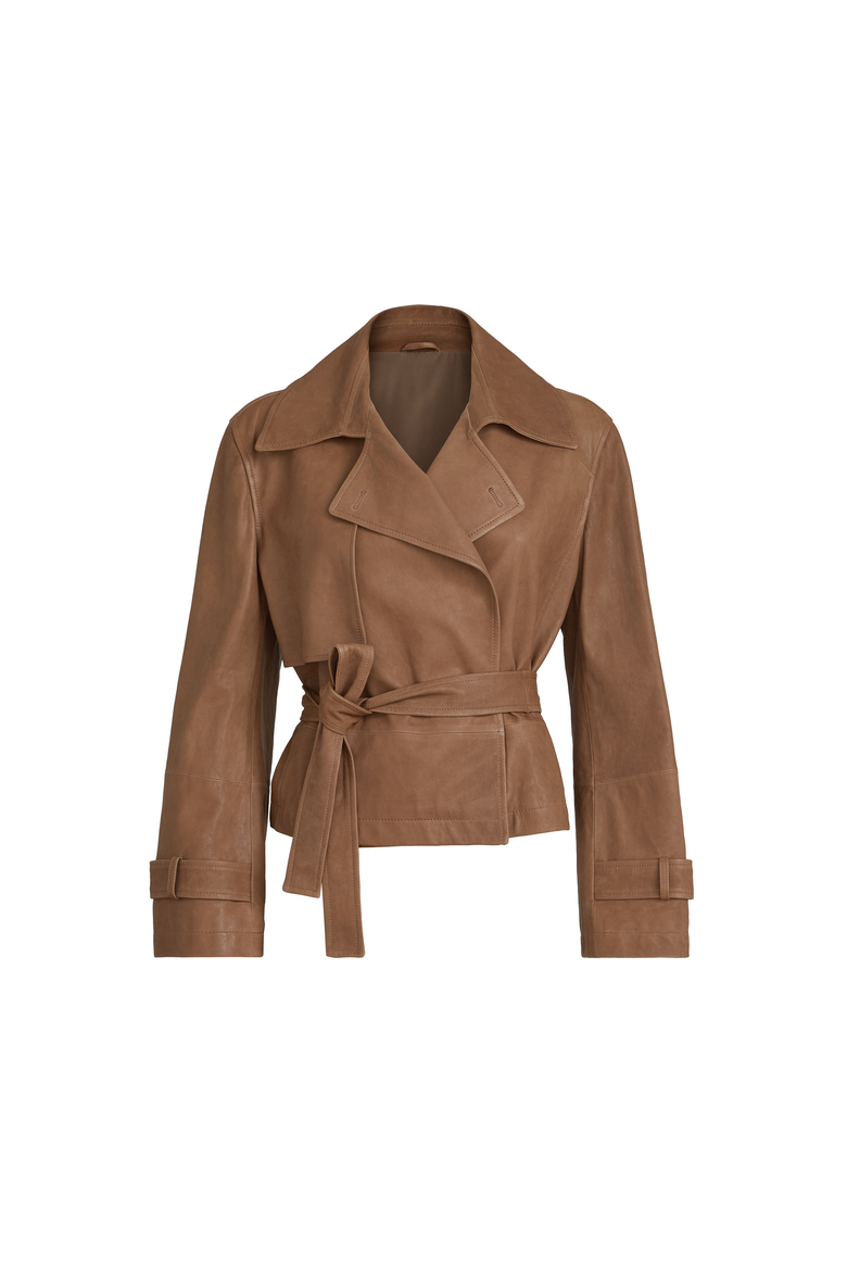 Vintage nappa Crop trenchcoat, Alternate, color, Brown