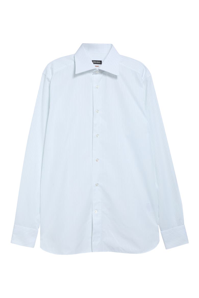 Centoventimila Stripe Cotton Button-Up Shirt, Alternate, color, WHITE AND LIGHT BLUE