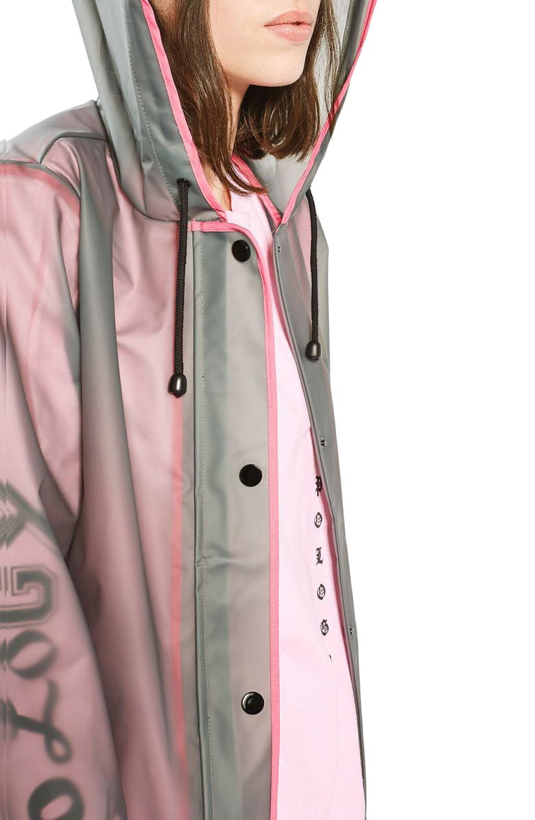 Topshop Piped Mac Rain Jacket, Alternate, color, 