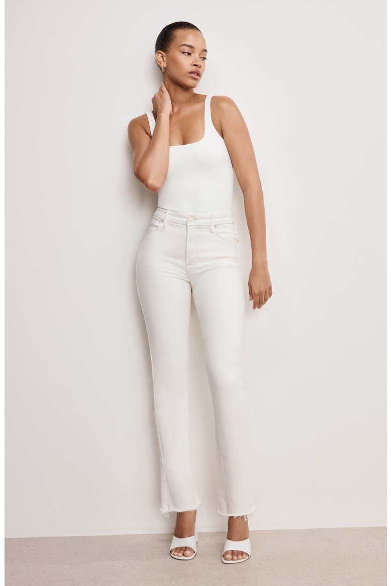 Soft-Tech Good Icon Frayed High Waist Straight Leg Jeans, Alternate, color, CLOUD WHITE001