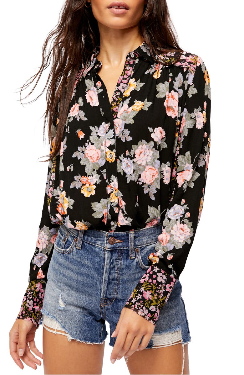 Free People Hold On to Me Floral Long Sleeve Blouse, Main, color,