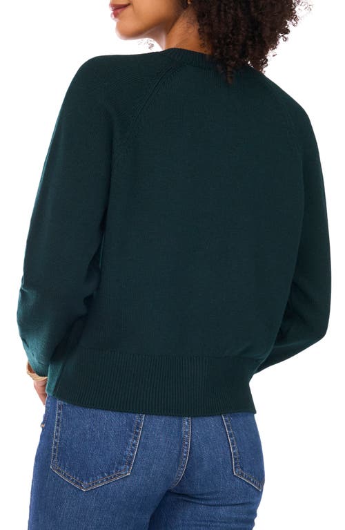Vince Camuto Raglan Sleeve Crewneck Cardigan In Green