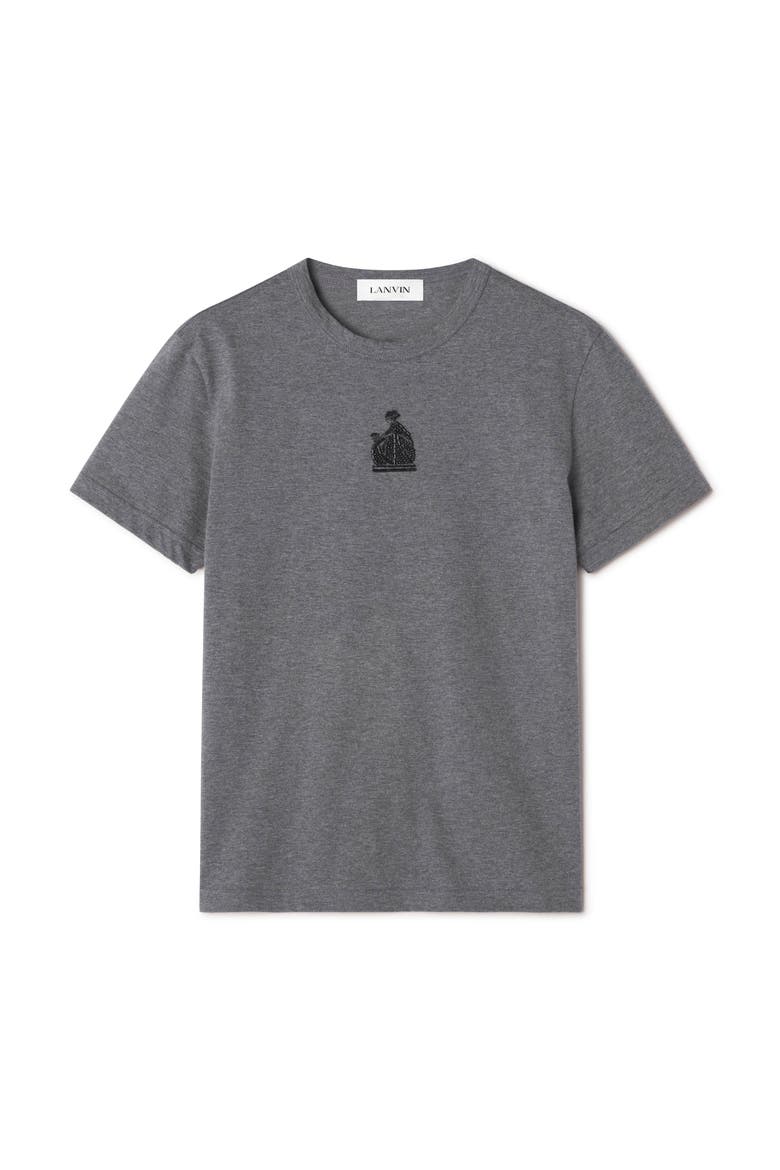 Mother And Daughter Embroidered Jersey T-Shirt, Alternate, color, Dark Grey Melange