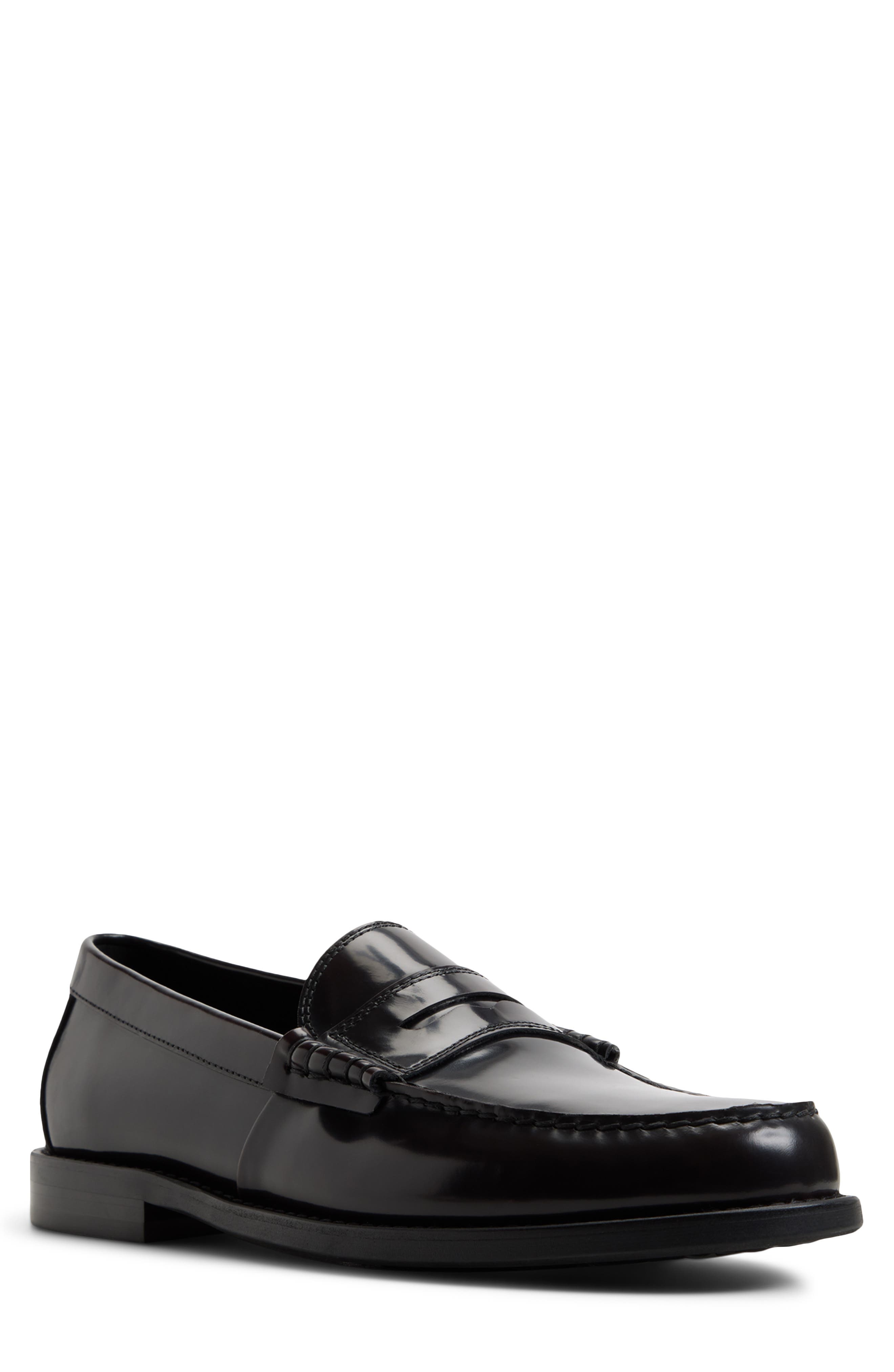 Emil Leather Penny Loafer, Main, color, BURGUNDY