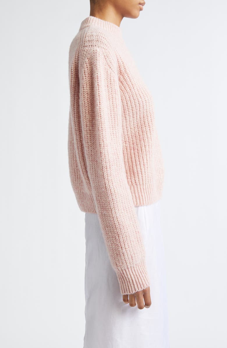 Cecilie Bahnsen Bega Floral Appliqué Wool Sweater, Alternate, color, Soft Pink