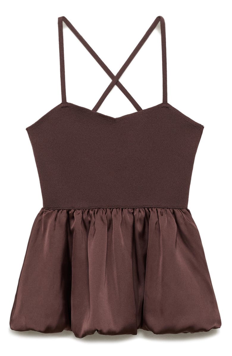 MANGO Crossback Peplum Top, Main, color, Brown