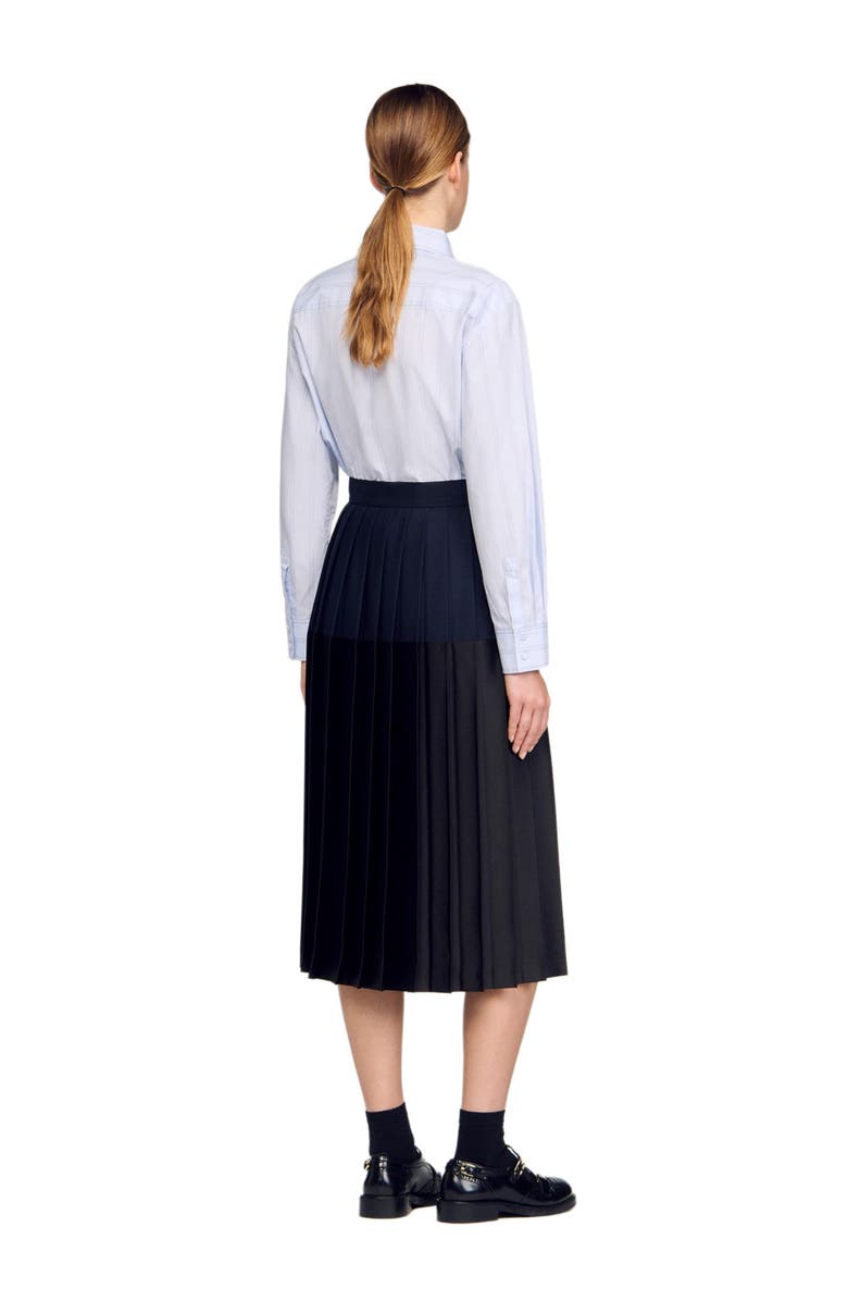 SANDRO Midi Pleated Skirt, Alternate, color, Navy Blue
