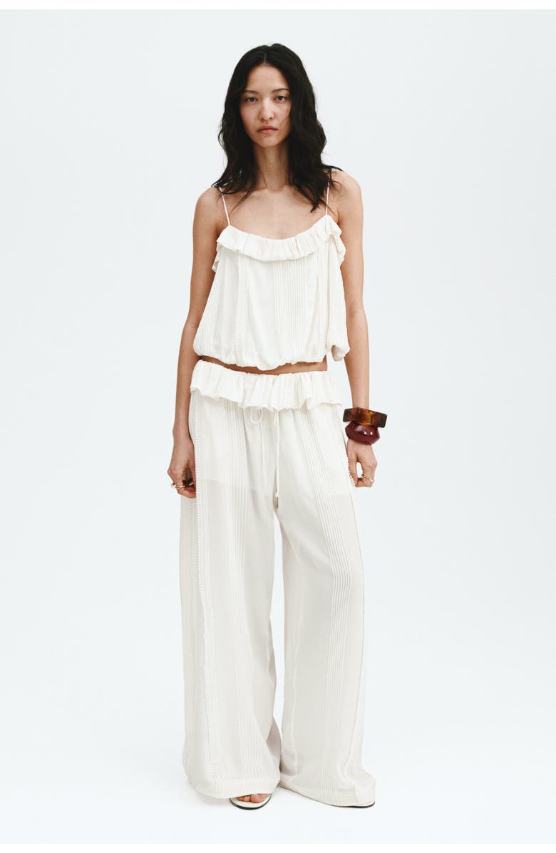 H&M Pintucked Trousers, Alternate, color, Cream