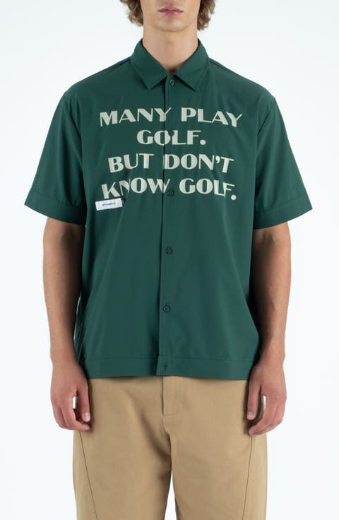 Educate Graphic Short Sleeve Button-Up Shirt