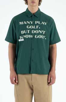 STUDENTS Educate Graphic Short Sleeve Button-Up Shirt