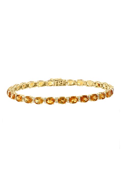14K Yellow Gold Diamond,Citrine Bracelet