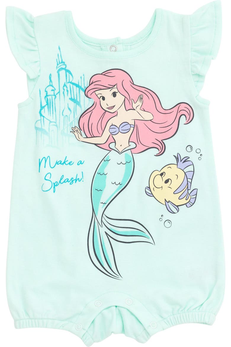The Little Mermaid Princess Ariel 2-Pack One Piece Bubble Rompers, Alternate, color, Mint Pink Ariel