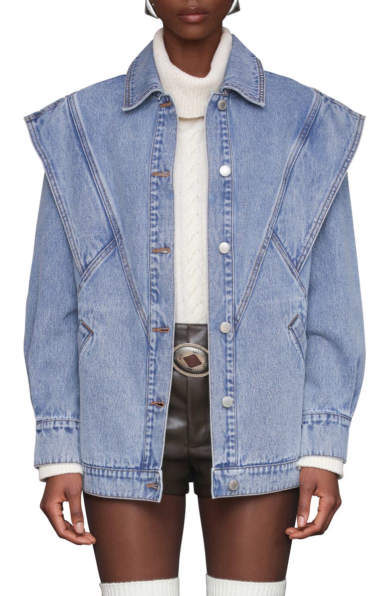 Avec Les Filles Oversize Denim Jacket, Main, color, 80S Blue Wash