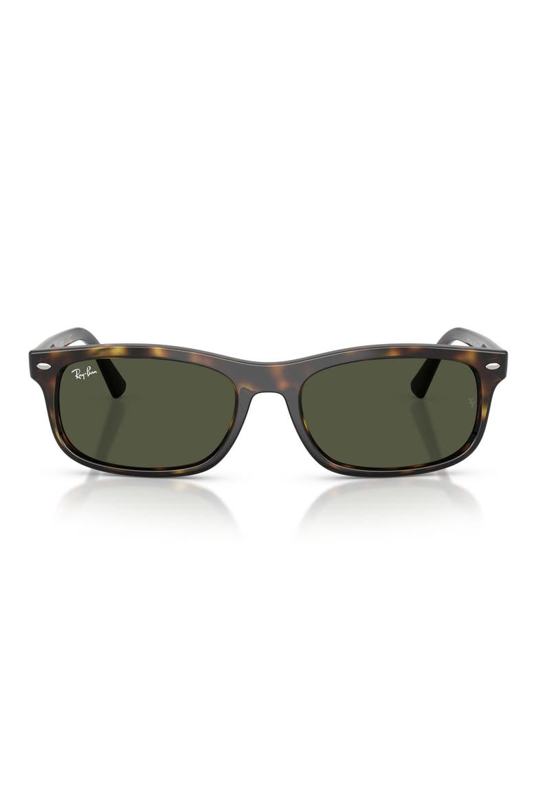 57mm Rectangular Sunglasses, Main, color, HAVANA / GREEN