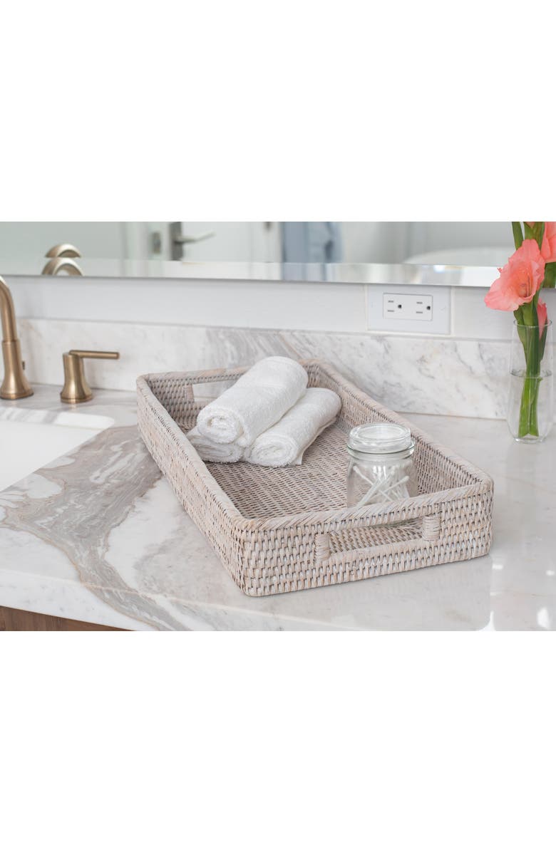 Artifacts Trading Company<sup>™</sup> Artifacts Rattan Rectangular Tray with Rounded Corners, Alternate, color, White Wash