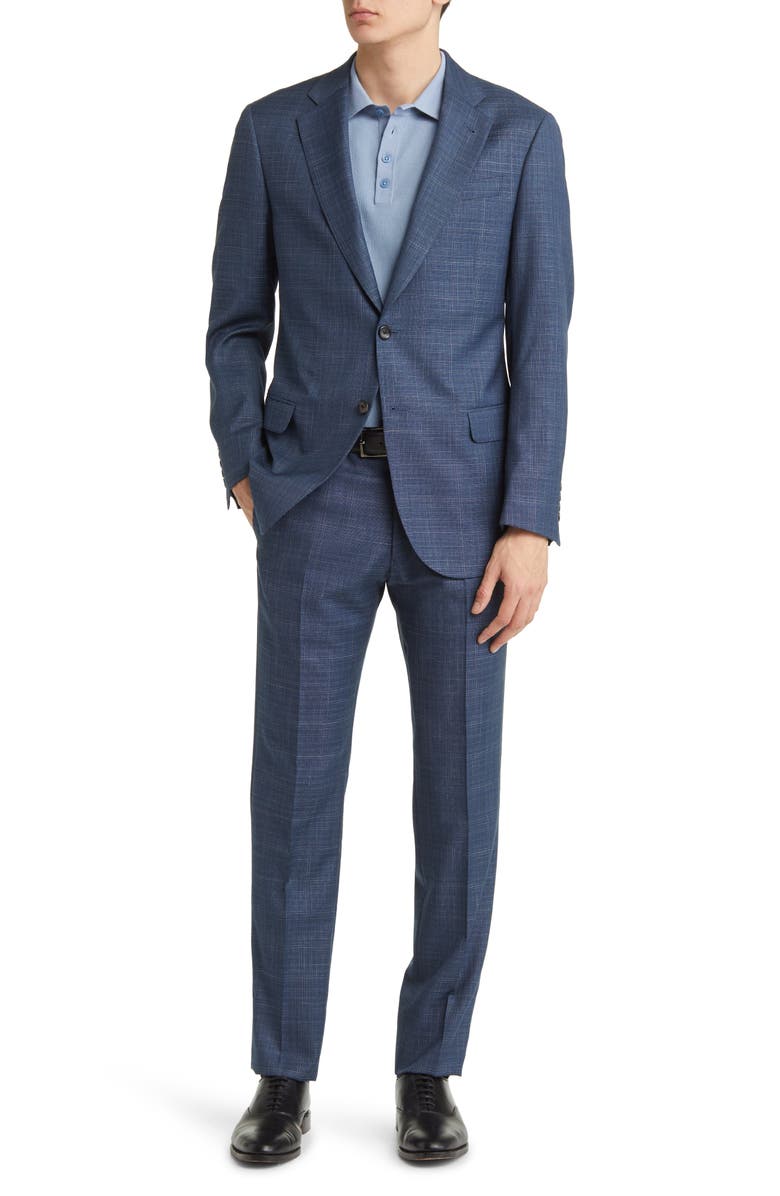 Emporio Armani Textured Plaid Virgin Wool Suit, Main, color,
