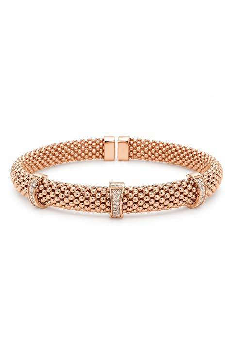 Pavé Diamond Station Bangle Bracelet - 0.10 ctw