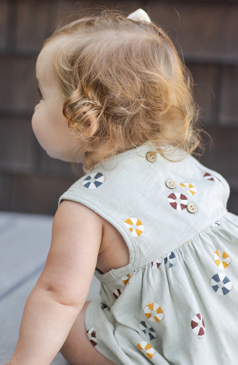 Rylee + Cru Print Cotton Romper, Alternate, color, Seafoam