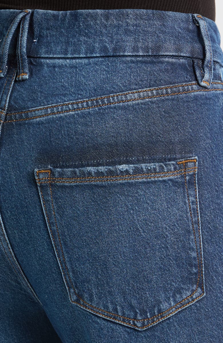 Good American Good Boy Split Hem High Waist Straight Leg Jeans, Alternate, color, Indigo705