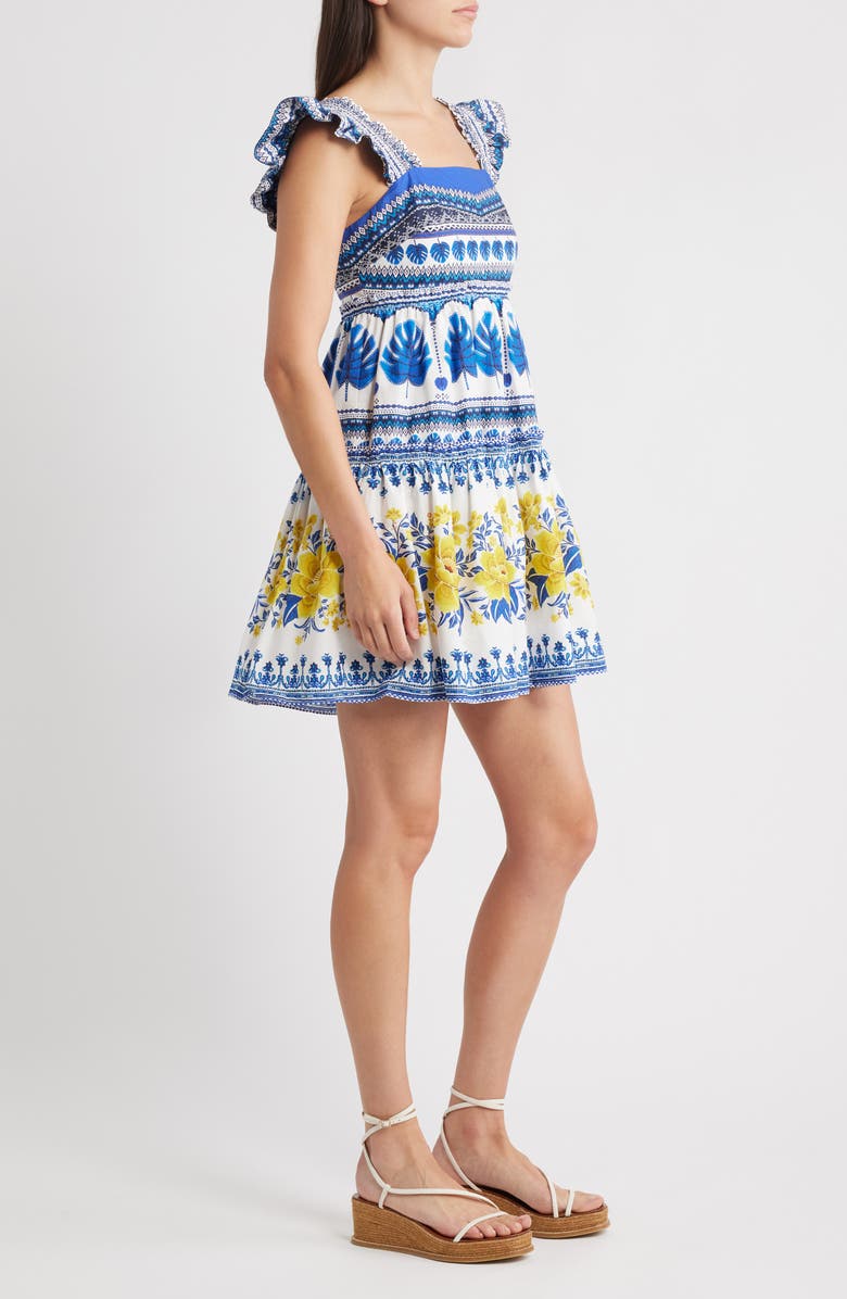 FARM Rio Zuli Mixed Print Cotton Mini Sundress, Alternate, color, Off-White