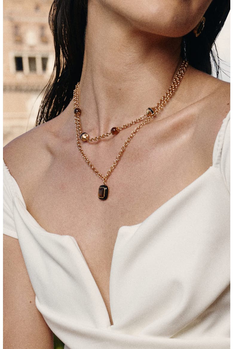 Roman Night Necklace Set, Alternate, color, Brown & Gold