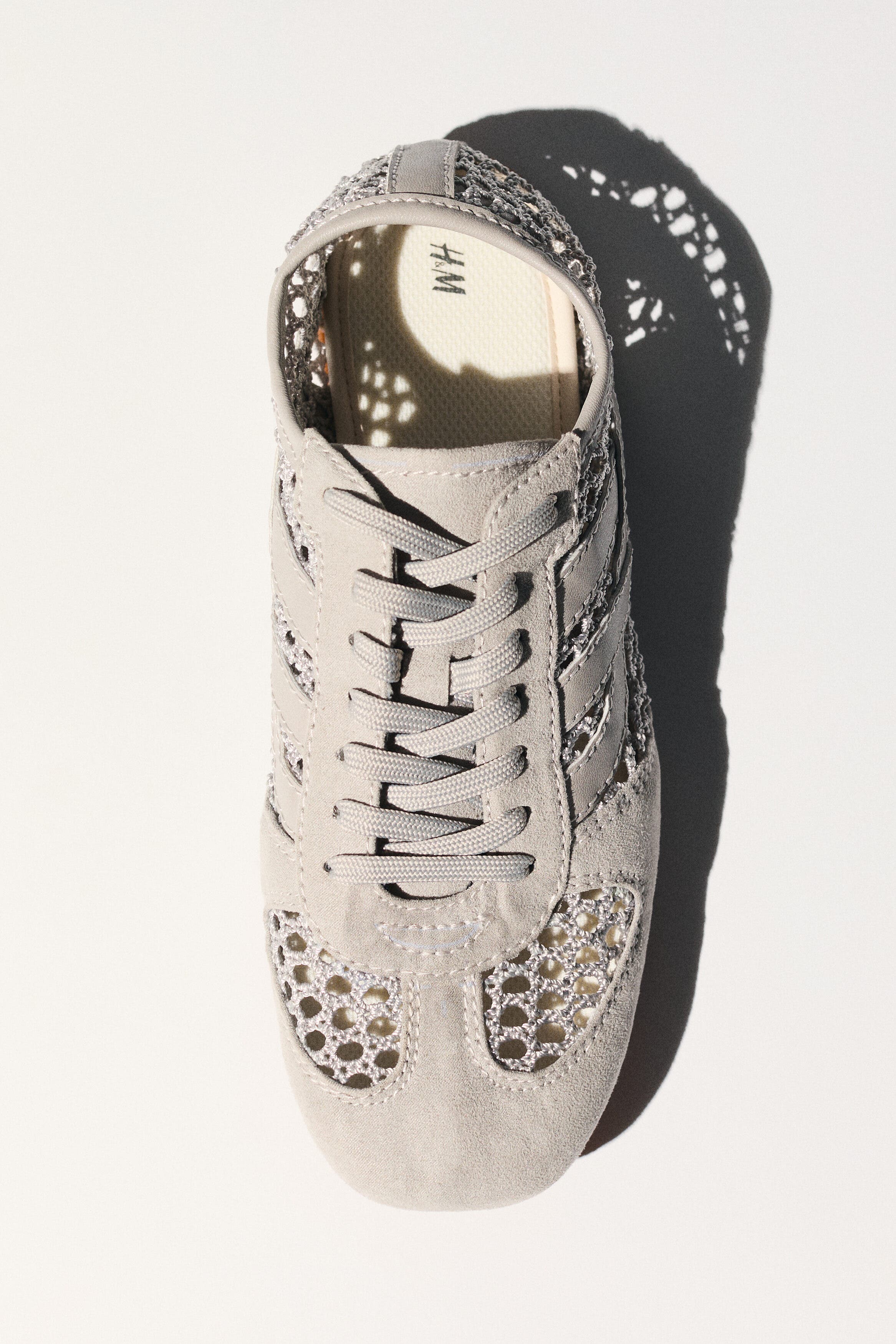 H&M Crochet-look Trainers, Alternate, color, Light Gray