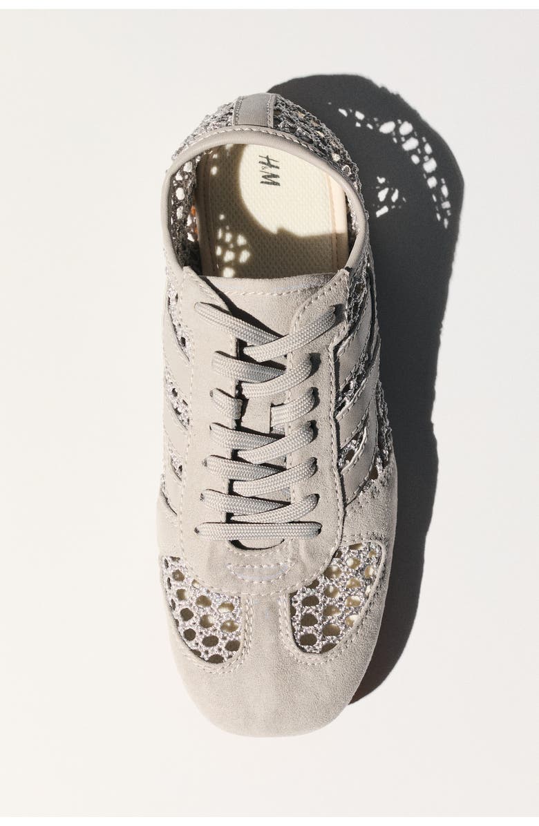 H&M Crochet-look Trainers, Alternate, color, Light Gray