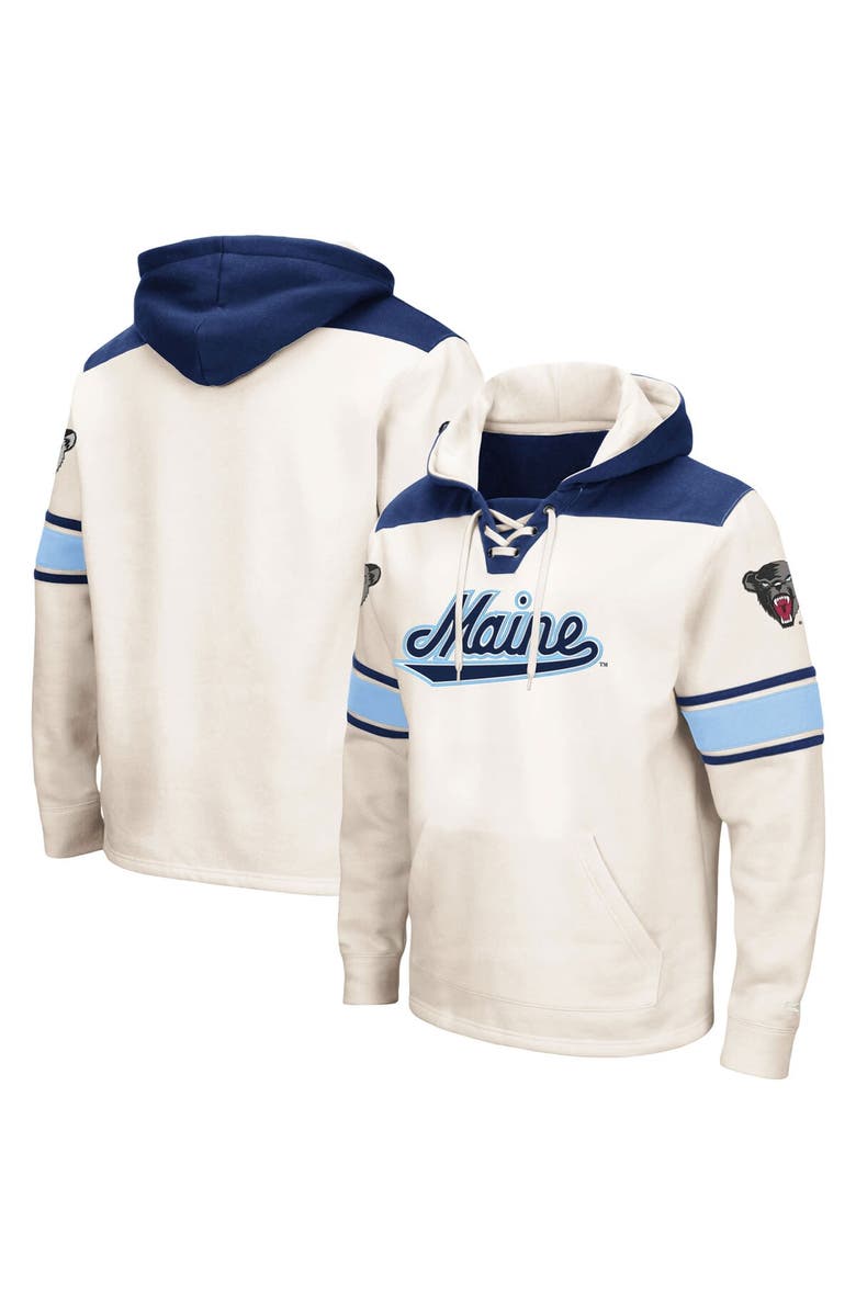 COLOSSEUM Men's Colosseum Cream Maine Black Bears 2.0 Lace-Up Pullover Hoodie, Main, color, Cream