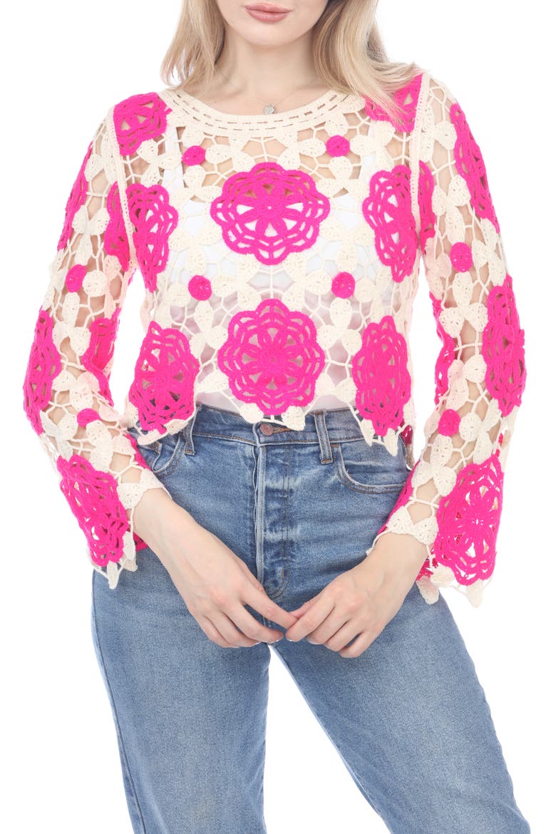 Cutout Openwork Sweater, Main, color, FUCHSIA