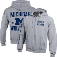Champion Men's Champion  Heather Gray Michigan Wolverines Varsity Powerblend Full-Zip Fleece Hoodie