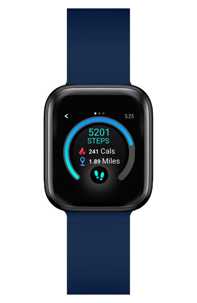 I TOUCH Men's iTouch Air 3 Touchscreen Smartwatch Fitness Tracker: Black Case with Navy Strap, 44mm, Alternate, color,