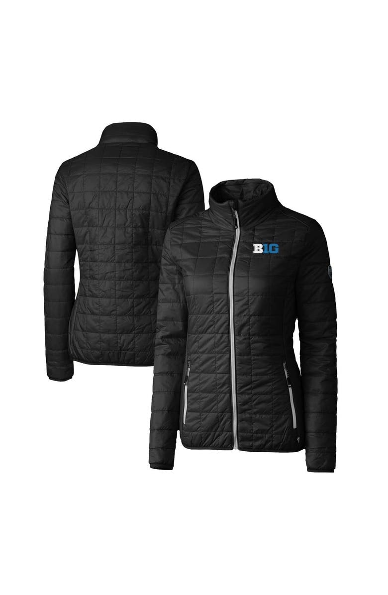 Cutter & Buck Women's Cutter & Buck  Black Big Ten Gear Rainier PrimaLoft Eco Insulated Full-Zip Printed Puffer Jacket, Main, color, 