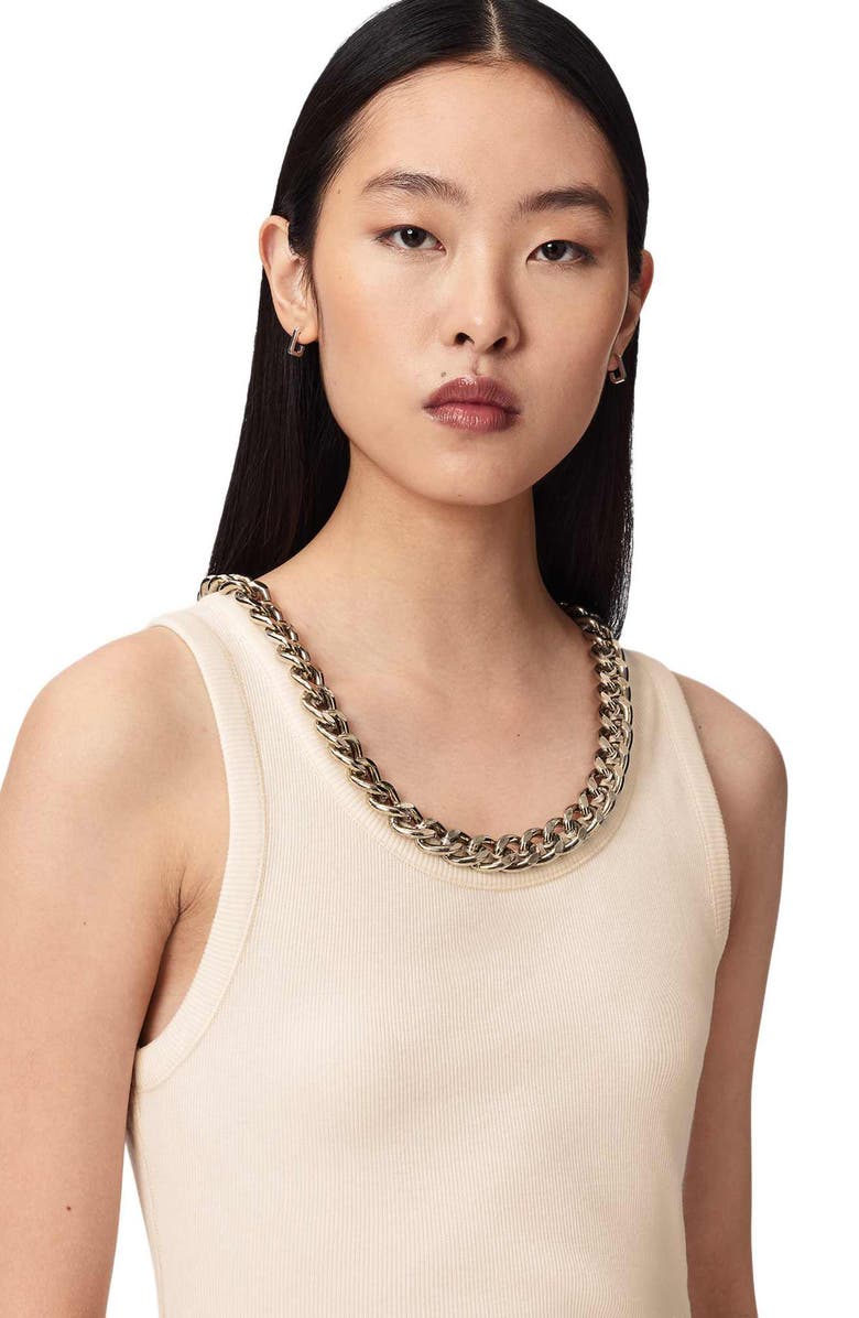 AllSaints Lucy Sleeveless Body-Con Dress, Alternate, color, Mallow White
