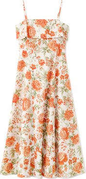 MANGO Floral Print Flared Midi Dress