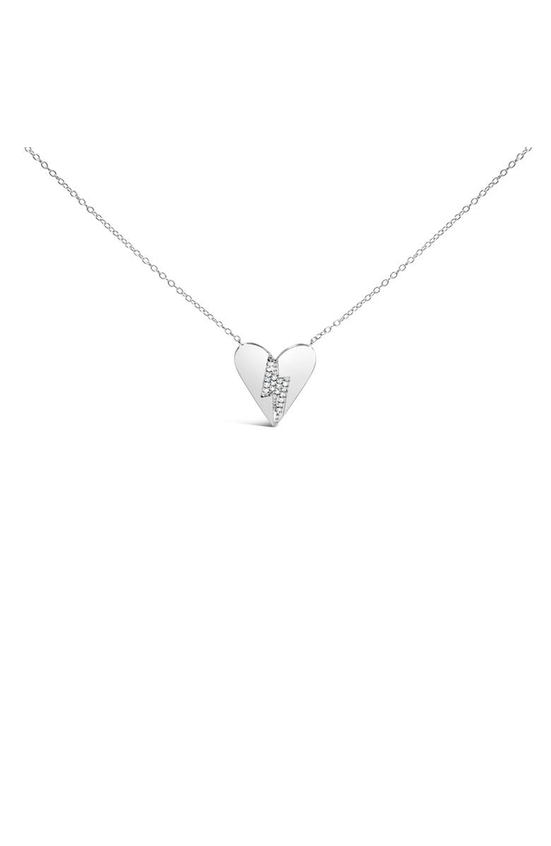 Haus of Brilliance .925 Sterling Silver Diamond Broken Heart Pendant Necklace, Main, color, White