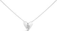 Haus of Brilliance .925 Sterling Silver Diamond Broken Heart Pendant Necklace