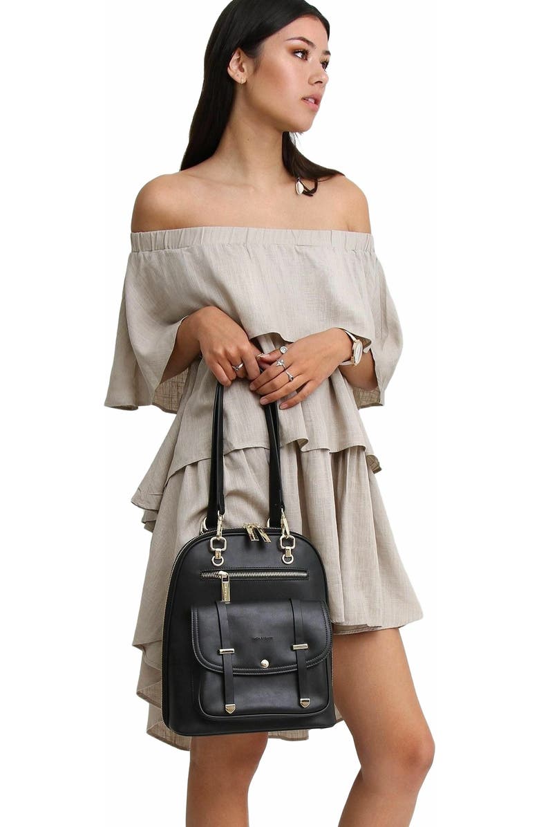 Belle & Bloom 5th Ave Leather Backpack, Alternate, color, Black