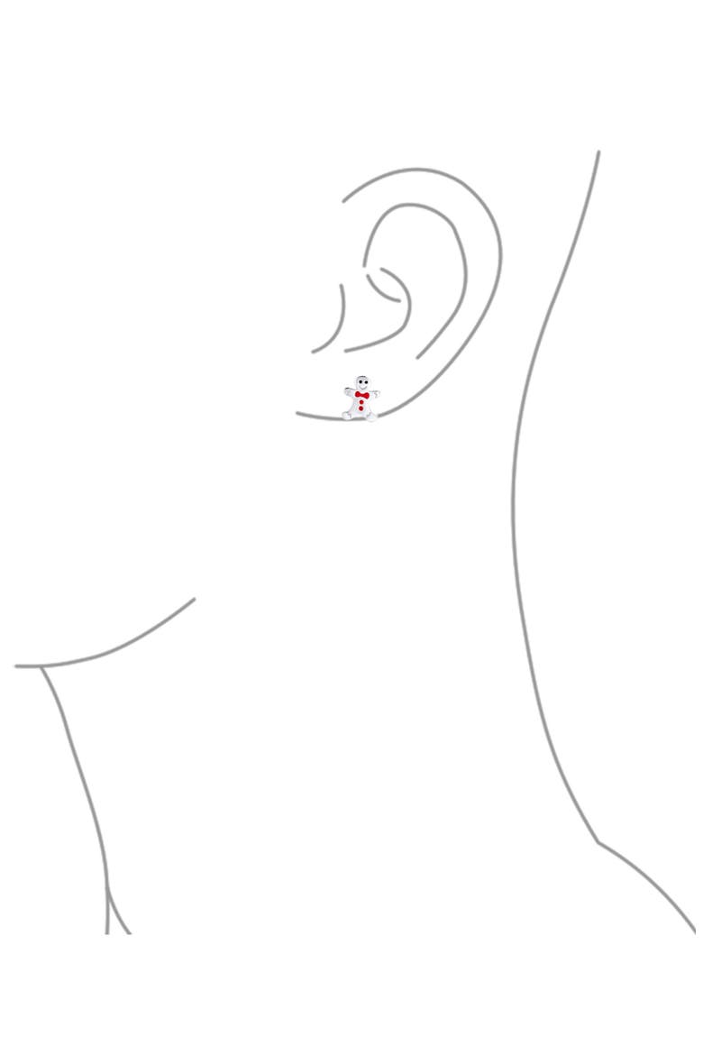 Gingerbread Stud Earrings, Alternate, color, SILVER