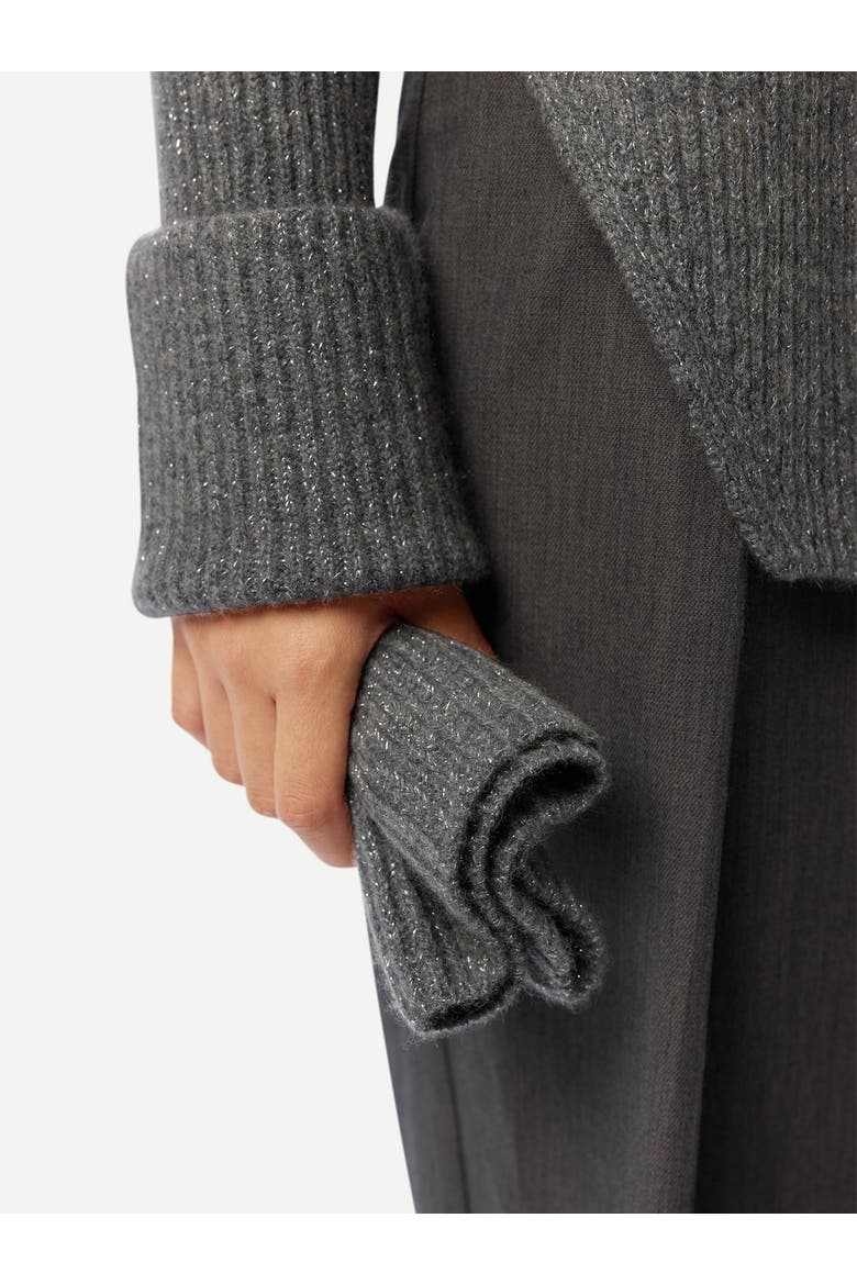 Cashmere Sweater with Detachable Collar, Alternate, color, steel gray